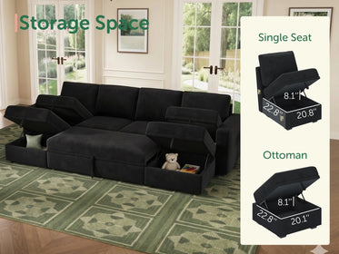 Molit 6-Piece Pull-Out Sectional
#Color_Velvet Black