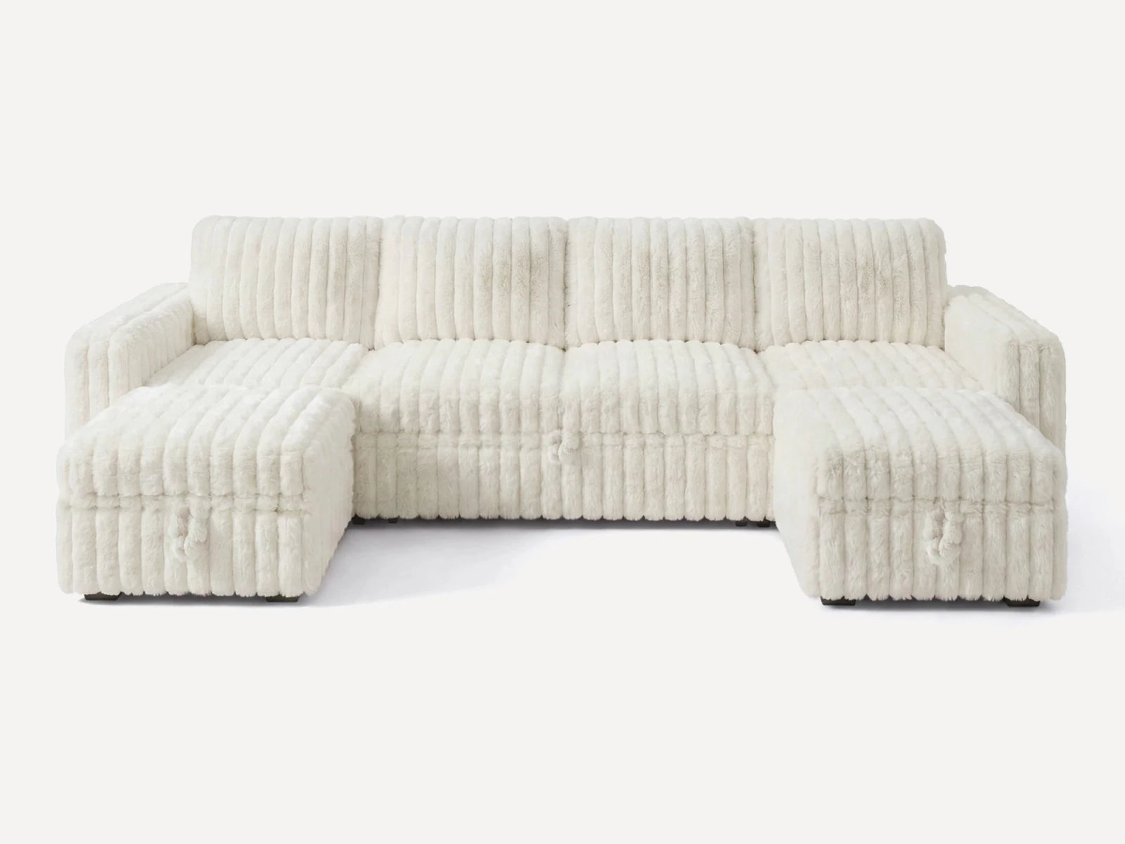 Molit 6-Piece Pull-Out Sectional
 #Color_Faux Rabbit Fur Ivory