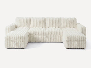 Molit 6-Piece Pull-Out Sectional
 #Color_Faux Rabbit Fur Ivory