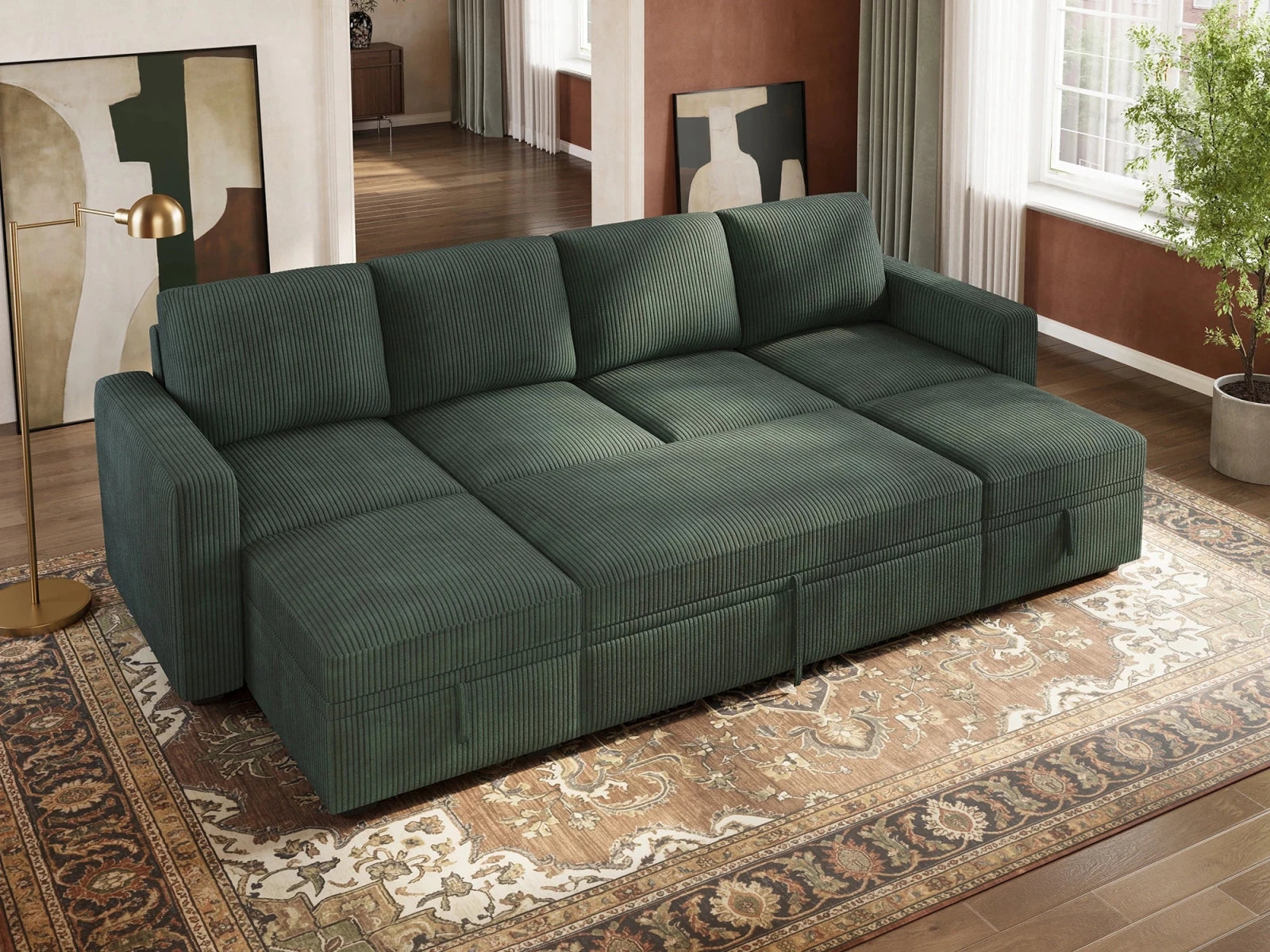 Molit 6-Piece Pull-Out Sectional
#Color_Corduroy Green