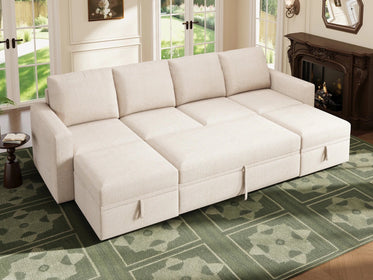 Molit 6-Piece Pull-Out Sectional
 #Color_Beige