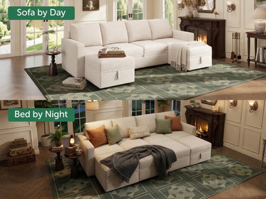 Molit 6-Piece Pull-Out Sectional
 #Color_Beige