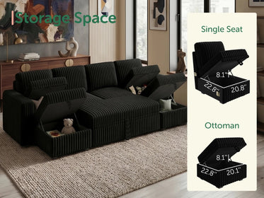 Molit 6-Piece Pull-Out Sectional
 #Color_Black