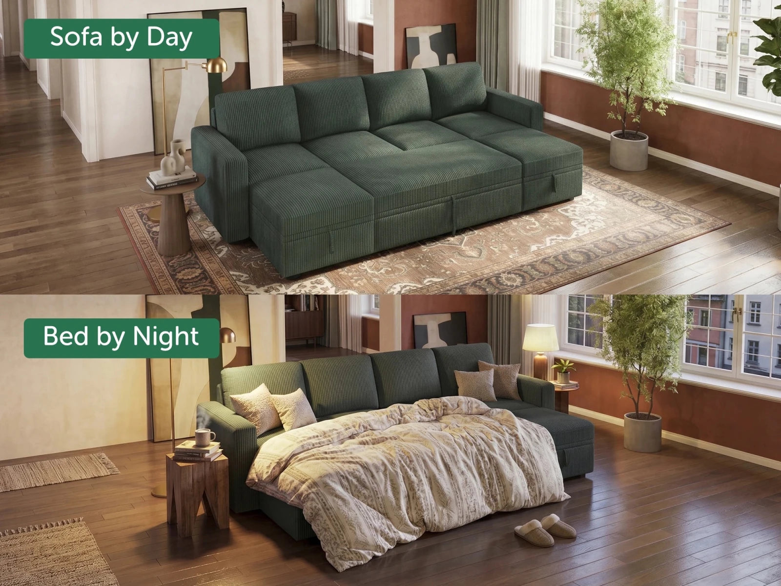 Molit 6-Piece Pull-Out Sectional
#Color_Corduroy Green