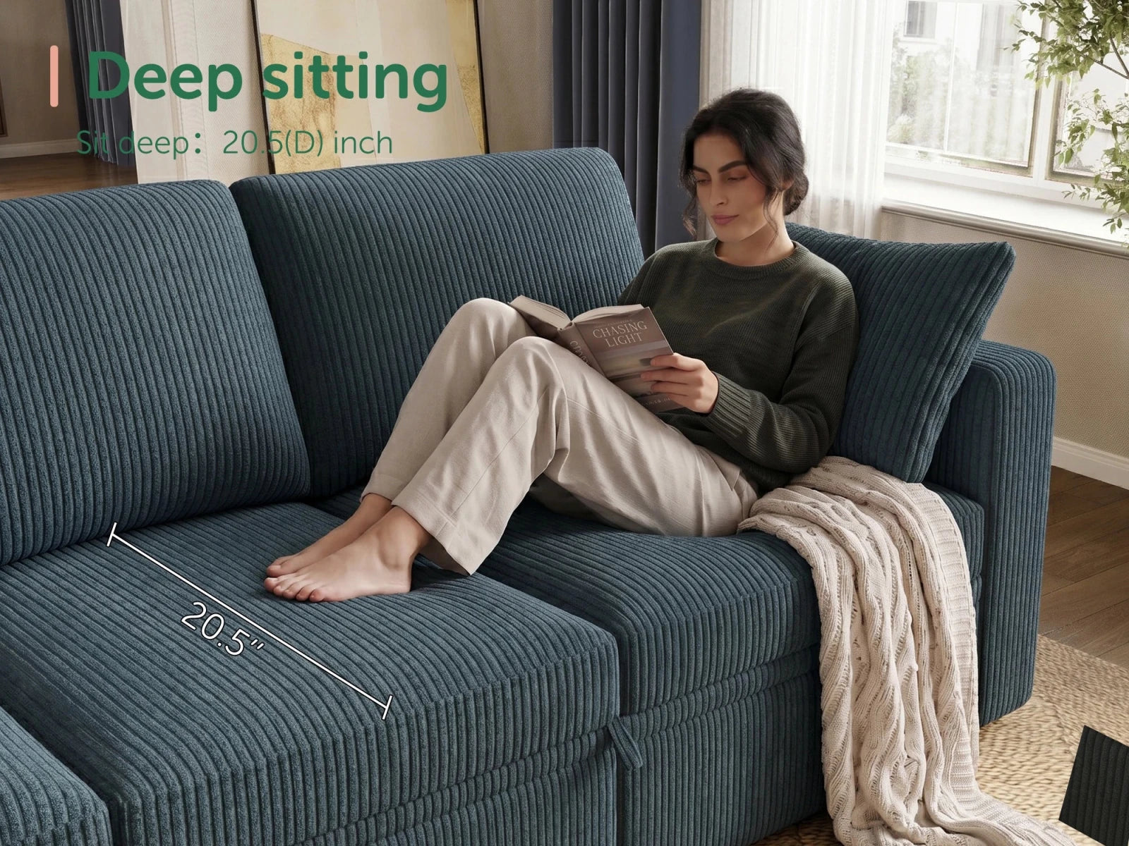 Molit 6-Piece Pull-Out Sectional
#Color_Corduroy Blue