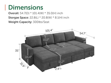 Molit 6-Piece Pull-Out Sectional
#Color_Corduroy Gray