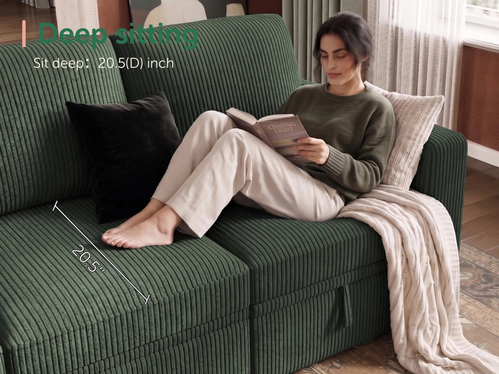 Molit 6-Piece Pull-Out Sectional
#Color_Corduroy Green