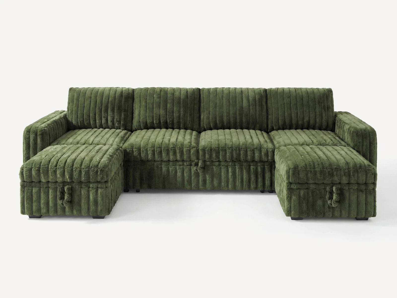 Molit 6-Piece Pull-Out Sectional
 #Color_Faux Rabbit Fur Green 