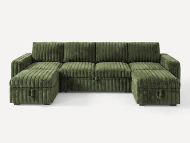 Molit 6-Piece Pull-Out Sectional
 #Color_Faux Rabbit Fur Green 