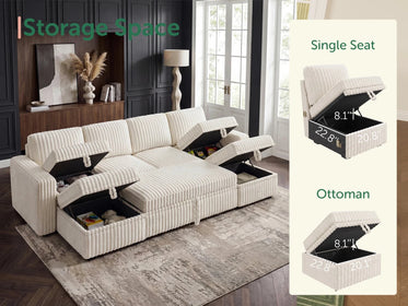 Molit 6-Piece Pull-Out Sectional
 #Color_White