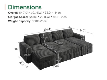 Molit 6-Piece Pull-Out Sectional
 #Color_Gray