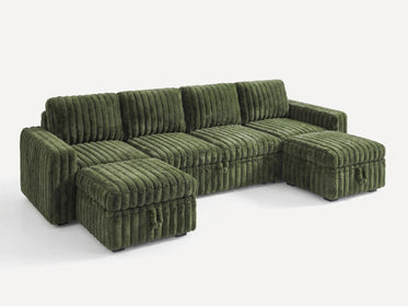 Molit 6-Piece Pull-Out Sectional
 #Color_Faux Rabbit Fur Green 