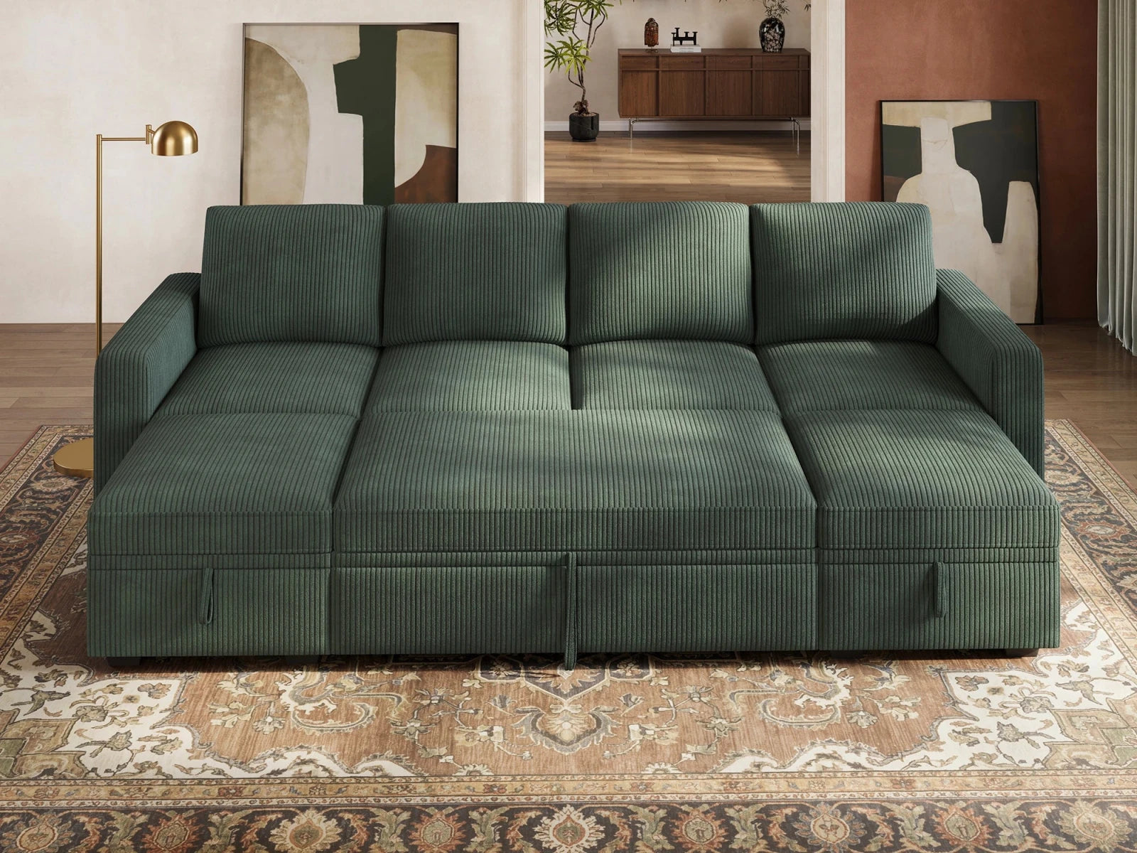 Molit 6-Piece Pull-Out Sectional
#Color_Corduroy Green