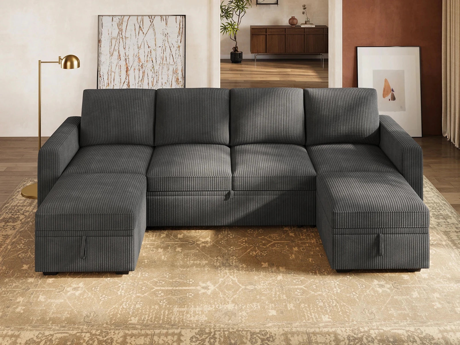 Molit 6-Piece Pull-Out Sectional
#Color_Corduroy Gray