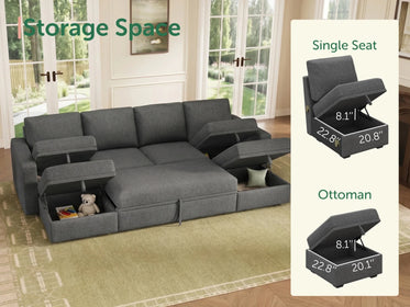 Molit 6-Piece Pull-Out Sectional
 #Color_Dark Gray
