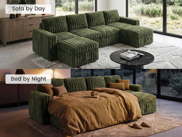 Molit 6-Piece Pull-Out Sectional
 #Color_Faux Rabbit Fur Green 
