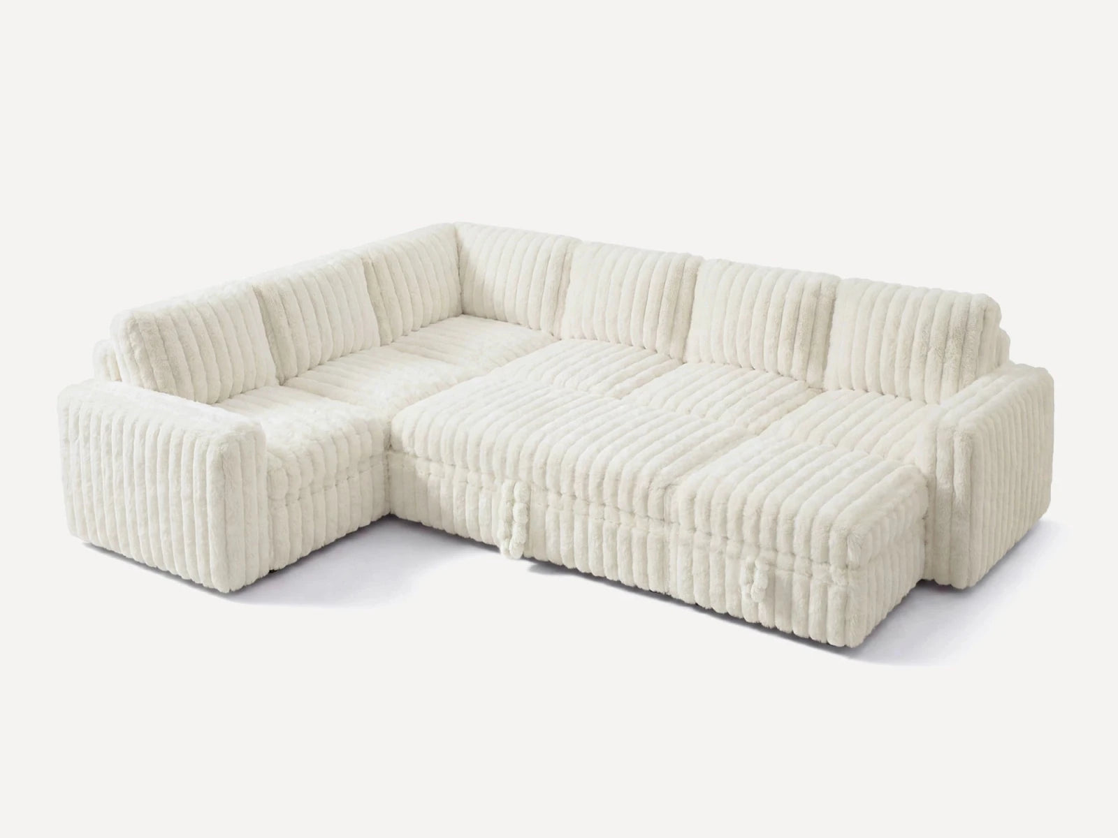 Molit 7-Piece Pull-Out Sectional
 #Color_Faux Rabbit Fur Ivory
