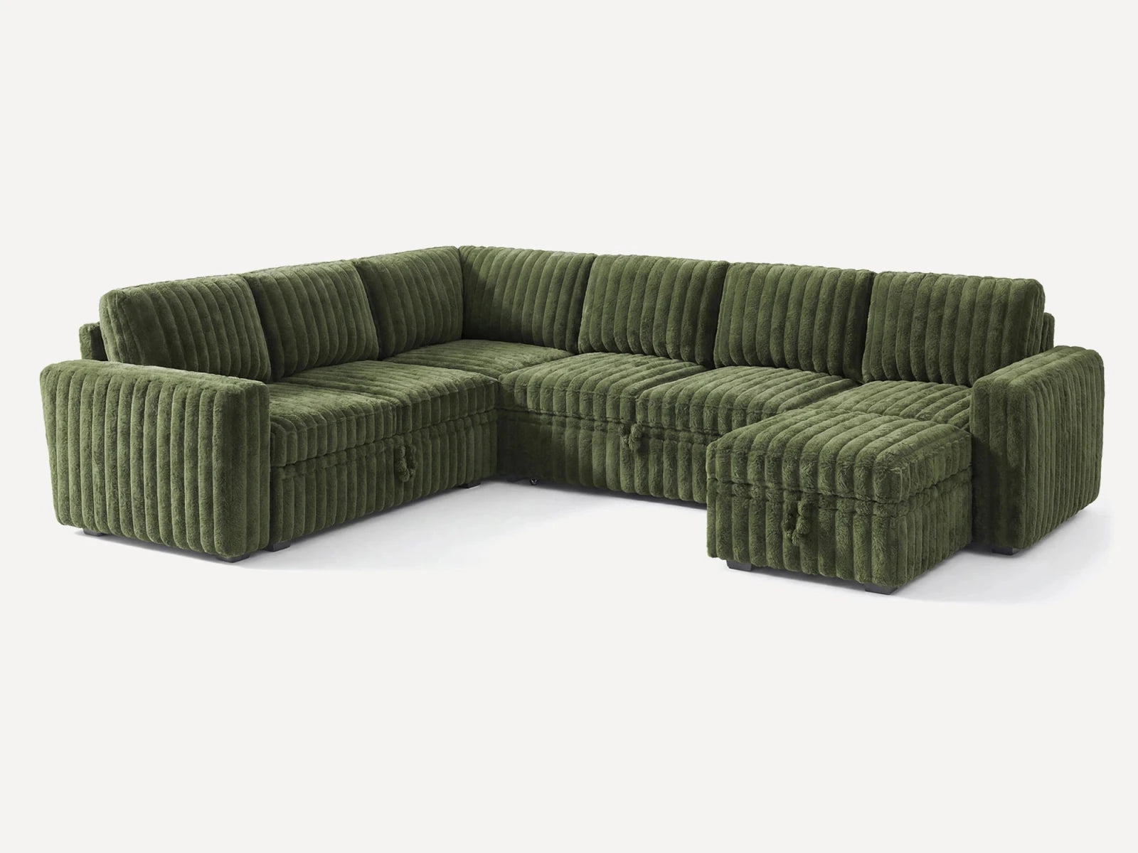 Molit 7-Piece Pull-Out Sectional
 #Color_Faux Rabbit Fur Green