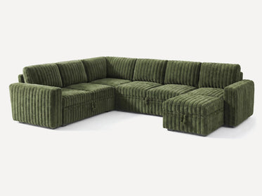 Molit 7-Piece Pull-Out Sectional
 #Color_Faux Rabbit Fur Green