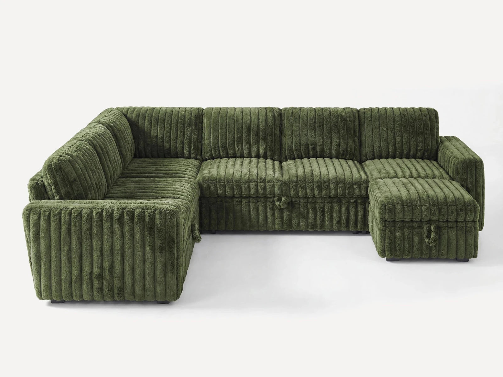 Molit 7-Piece Pull-Out Sectional
 #Color_Faux Rabbit Fur Green