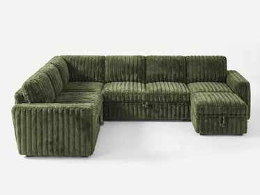 Molit 7-Piece Pull-Out Sectional
 #Color_Faux Rabbit Fur Green