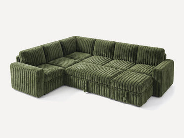 Molit 7-Piece Pull-Out Sectional
 #Color_Faux Rabbit Fur Green