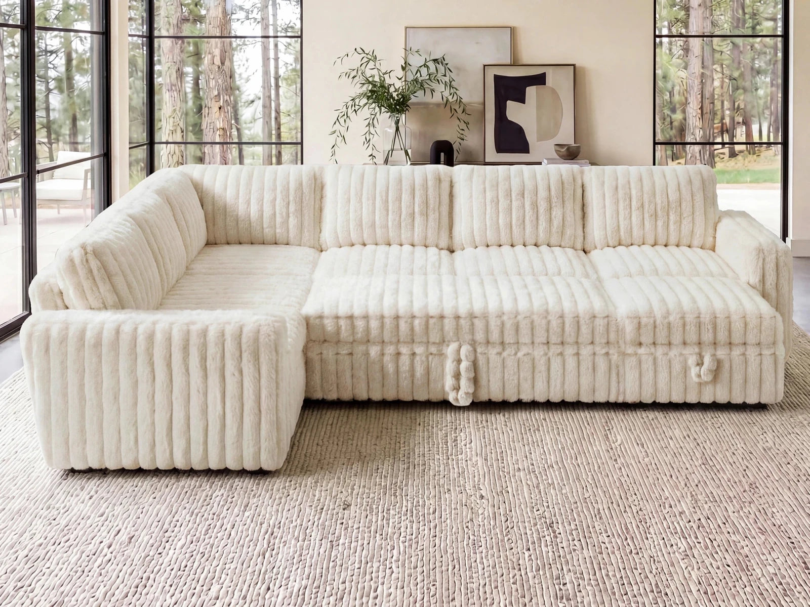 Molit 7-Piece Pull-Out Sectional
 #Color_Faux Rabbit Fur Ivory
#Hover