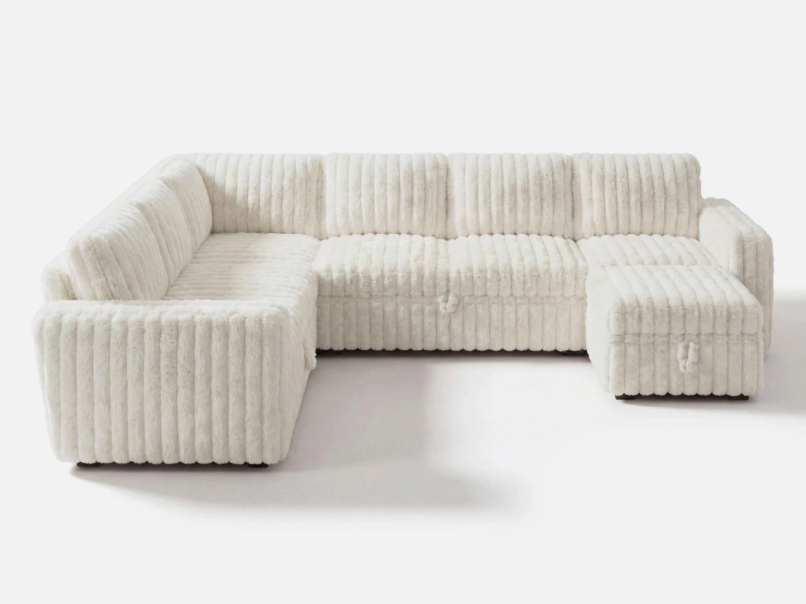 Molit 7-Piece Pull-Out Sectional
 #Color_Faux Rabbit Fur Ivory
