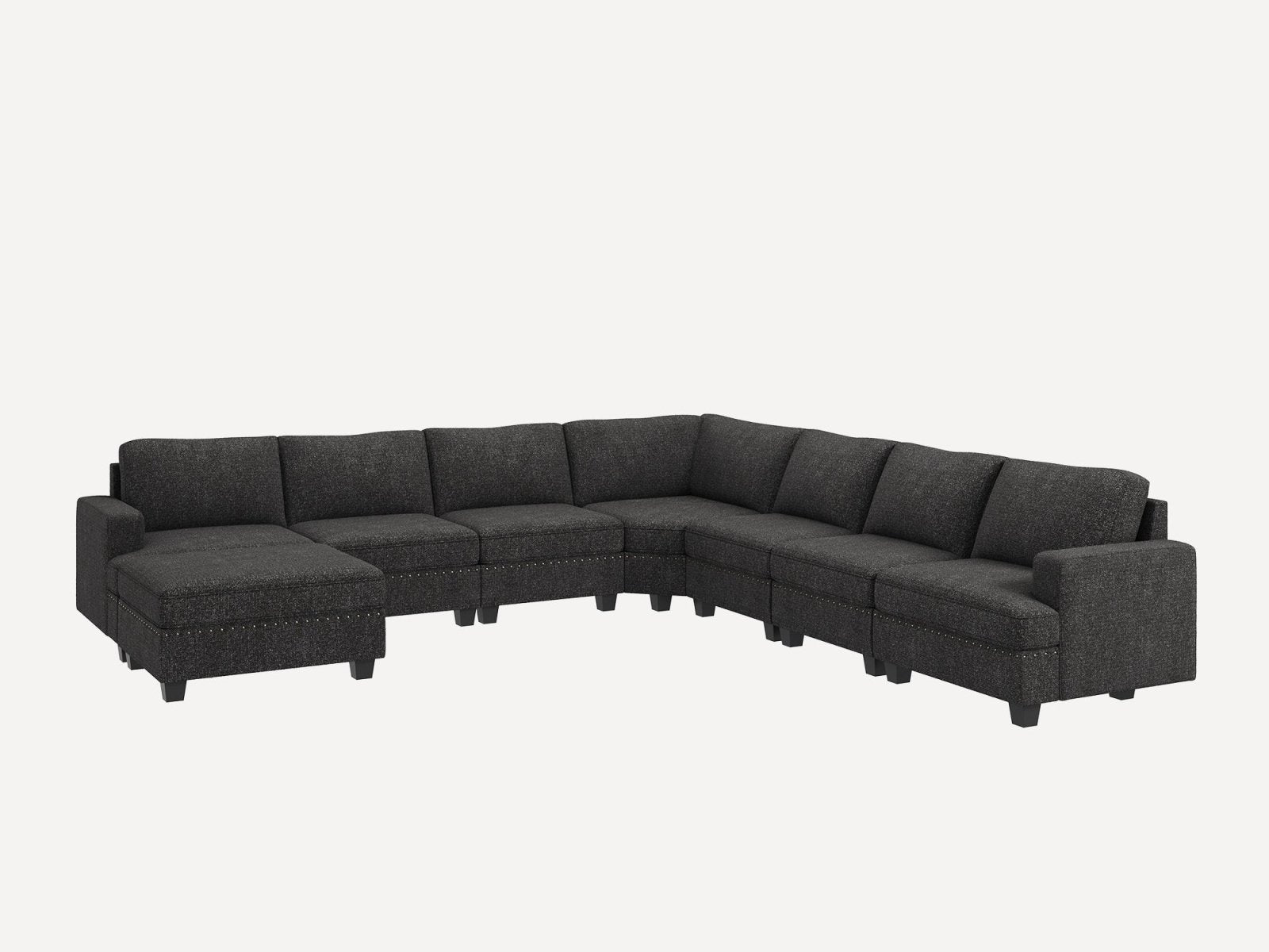 HONBAY 7-Seat Corner Modular Sofa Oversized Sectional Sofa Couch with Storage Ottoman #Color_Dark Grey