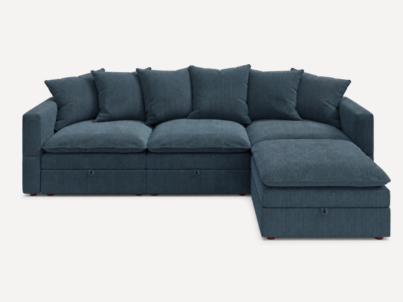 HONBAY 4-Piece Plush double-layer Cushion Corduroy Modular L-Shaped Sectional Cloud Sofa
#Color_Corduroy Blue