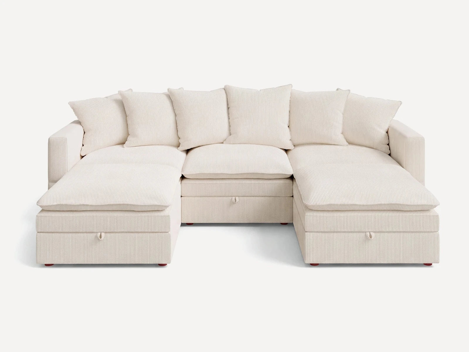 HONBAY 5-Piece Plush double-layer Cushion Corduroy Modular U-Shaped Sectional Cloud Sofa
#Color_Corduroy Beige