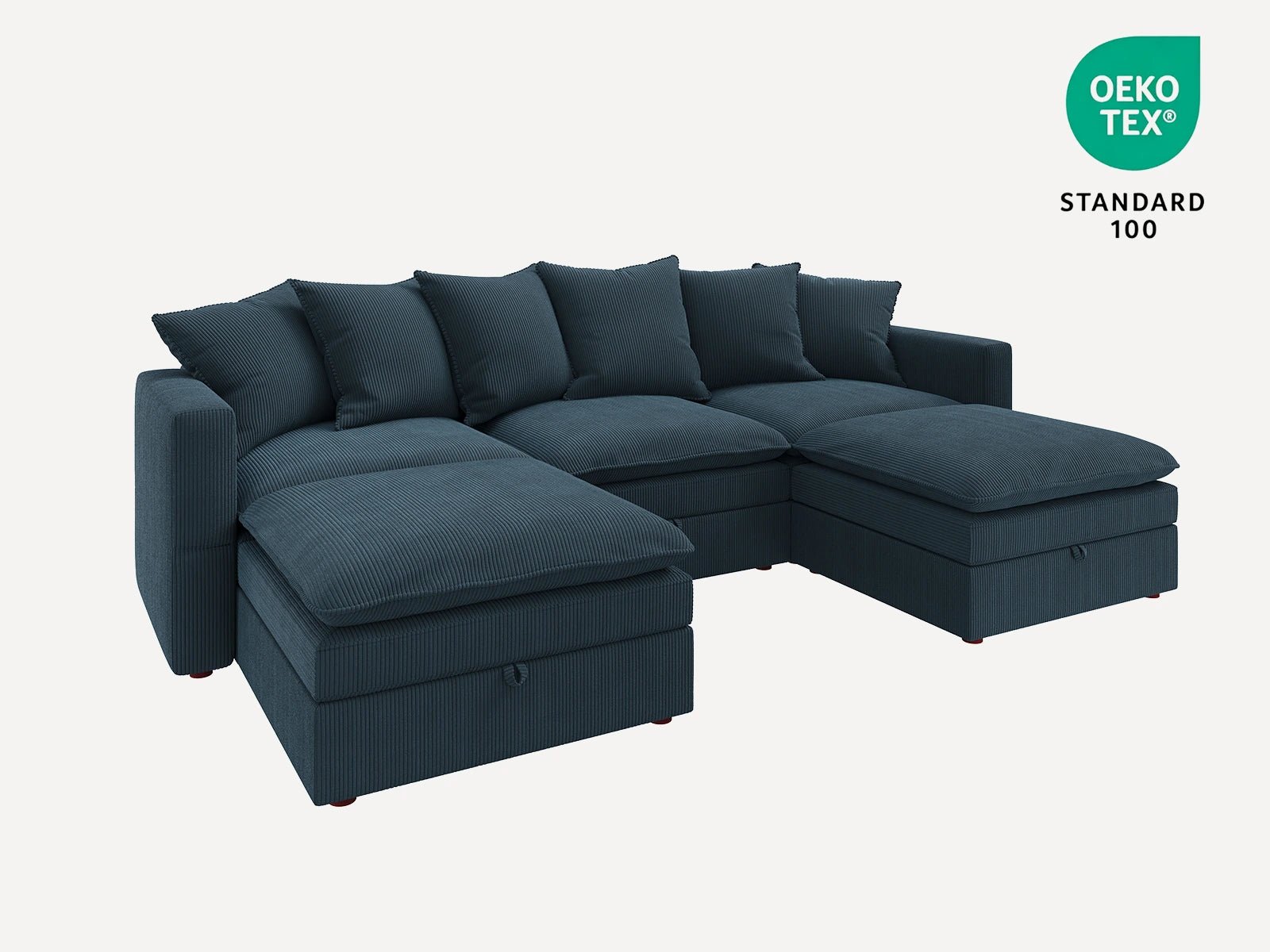 HONBAY 5-Piece Plush double-layer Cushion Corduroy Modular U-Shaped Sectional Cloud Sofa
#Color_Corduroy Beige