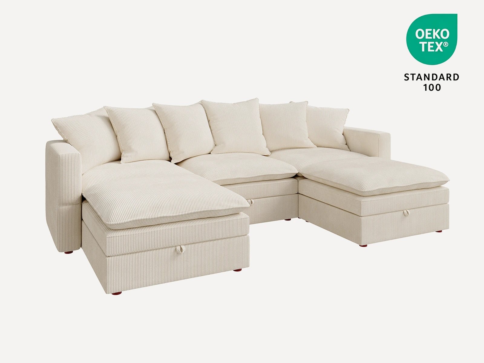 HONBAY 5-Piece Plush double-layer Cushion Corduroy Modular U-Shaped Sectional Cloud Sofa
#Color_Corduroy Beige