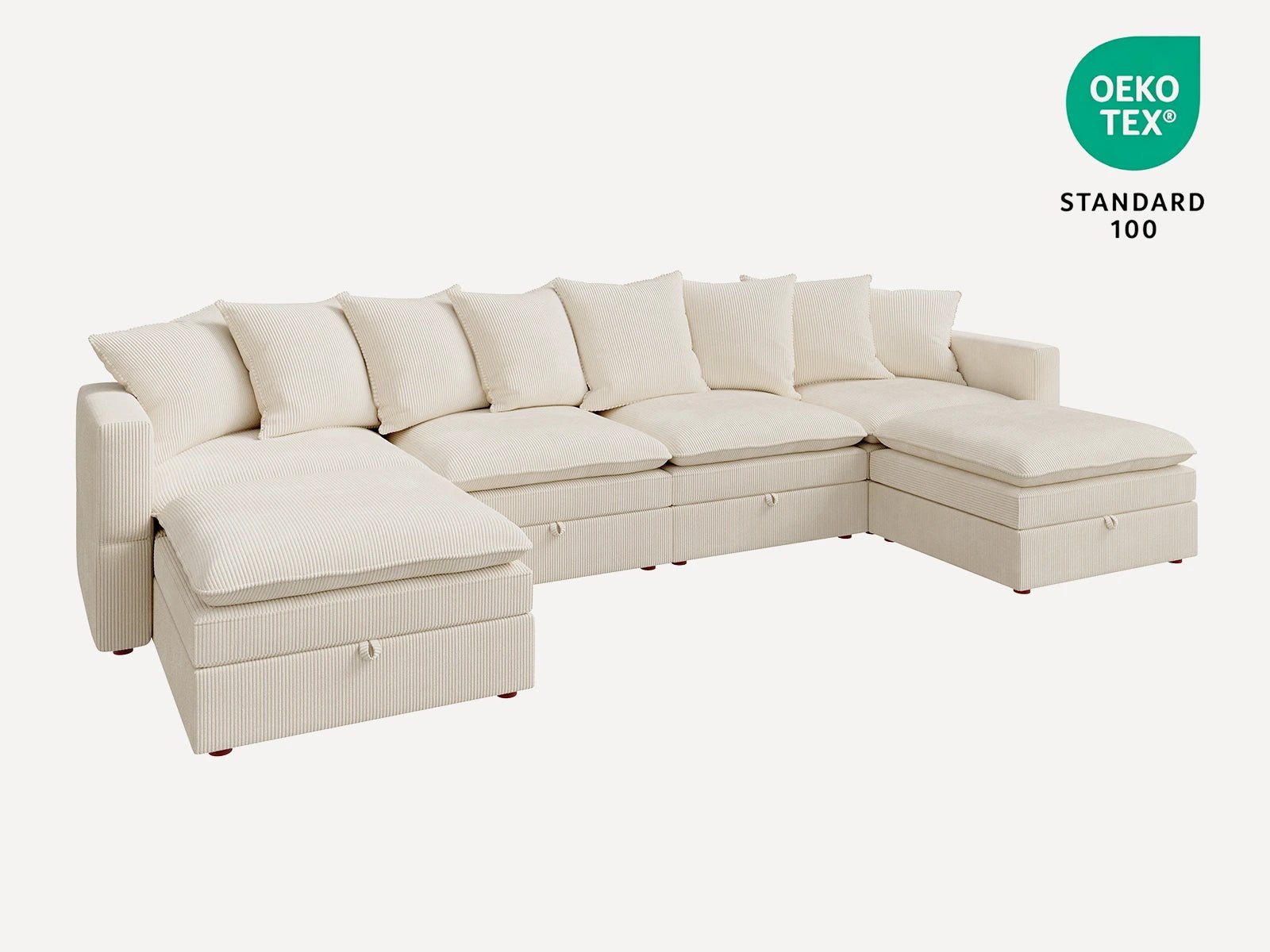 HONBAY 6-Piece Plush double-layer Cushion Corduroy Modular U-Shaped Sectional Cloud Sofa
#Color_Corduroy Beige