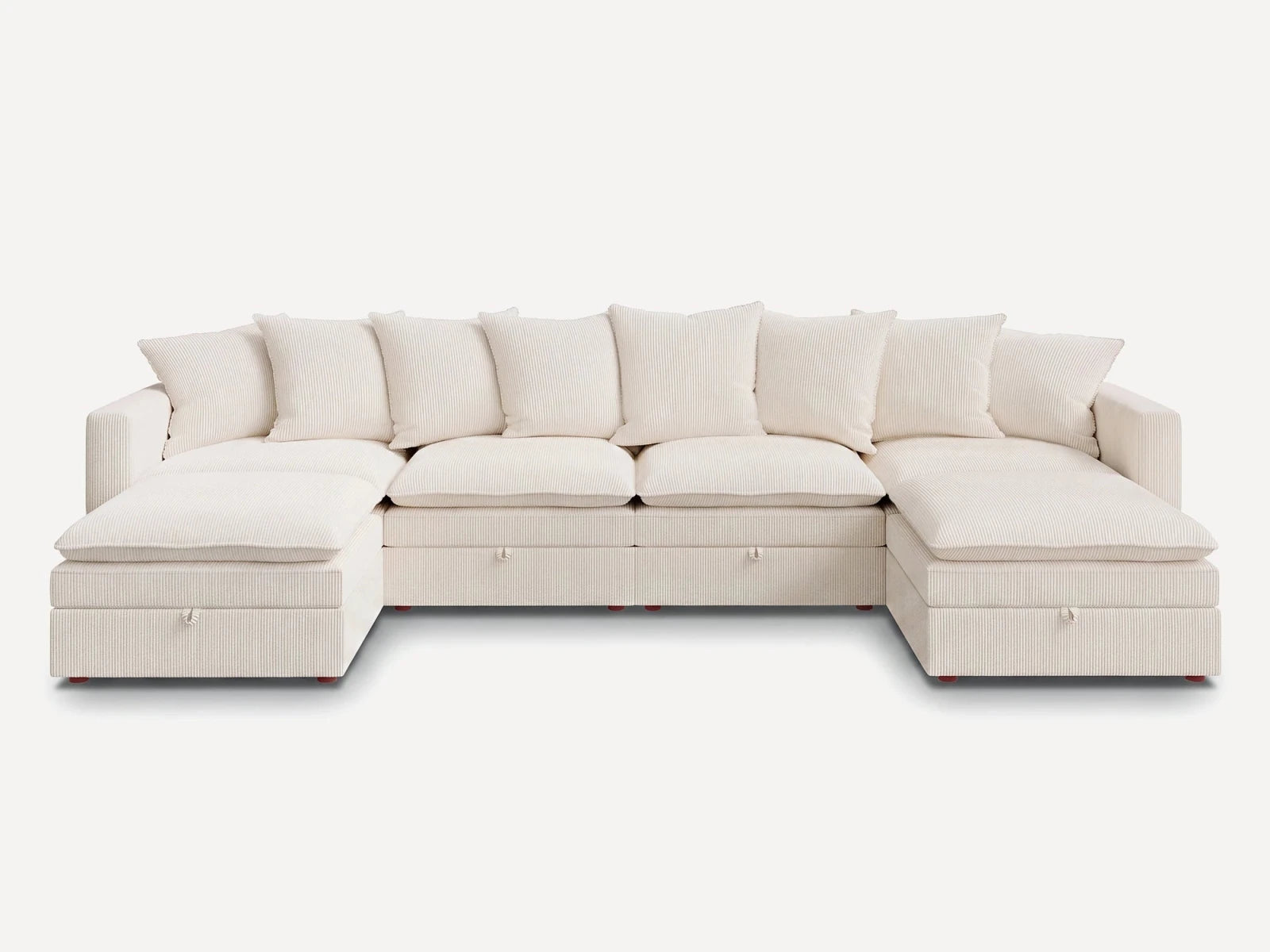 HONBAY 6-Piece Plush double-layer Cushion Corduroy Modular U-Shaped Sectional Cloud Sofa
#Color_Corduroy Beige