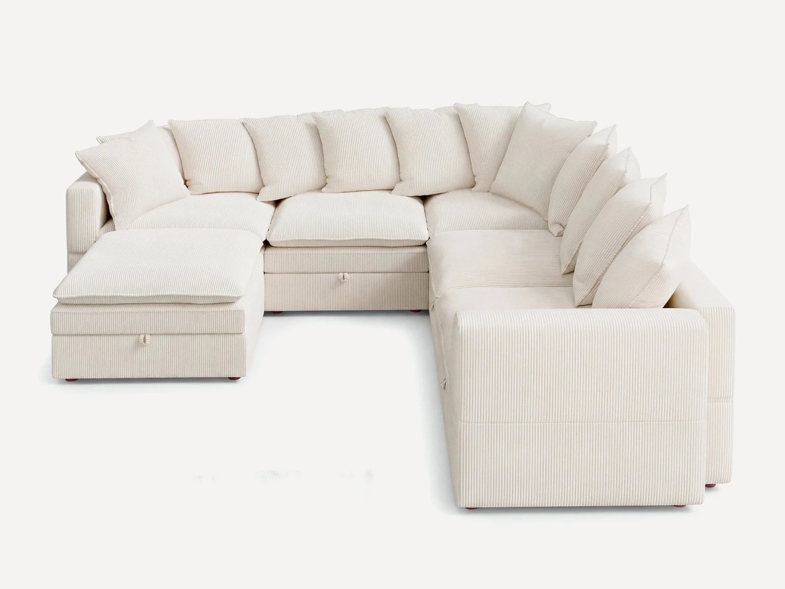 HONBAY 6-Piece Plush double-layer Cushion Corduroy Modular U-Shaped Sectional Cloud Sofa
#Color_Corduroy Beige