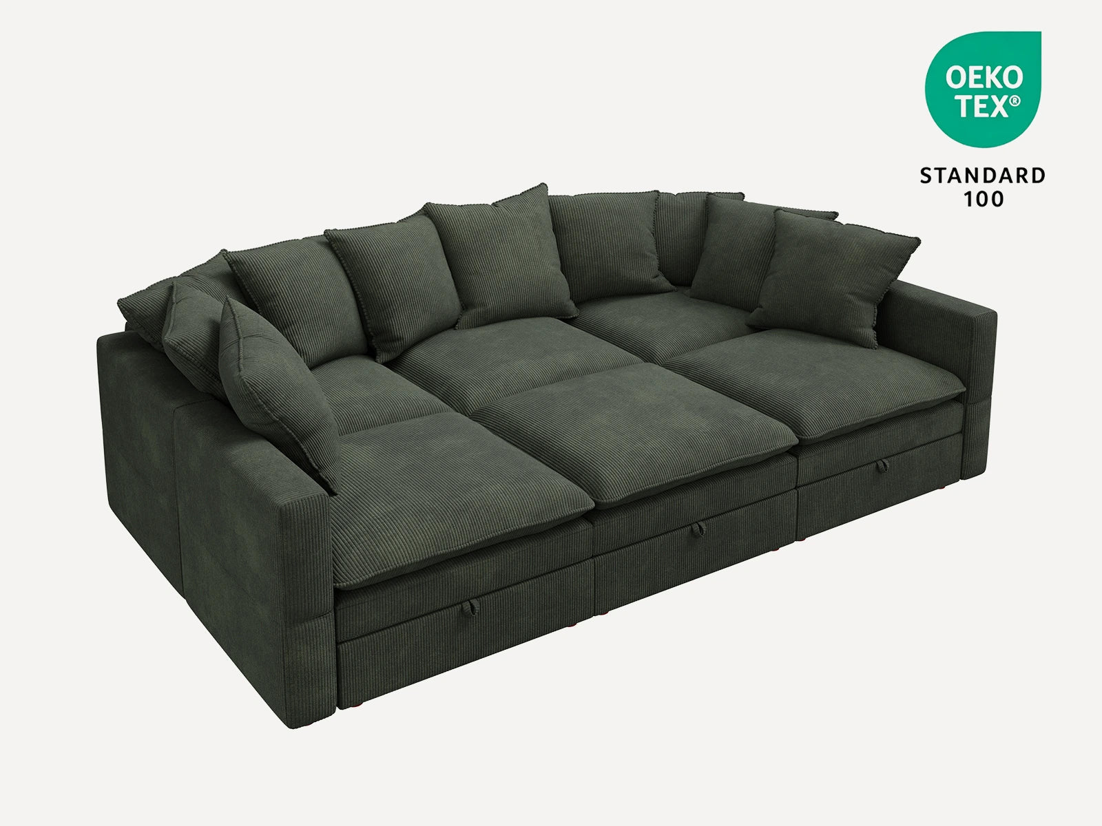 HONBAY 6-Piece Plush double-layer Cushion Corduroy Modular Sleeper Sectional Cloud Sofa
#Color_Corduroy Green