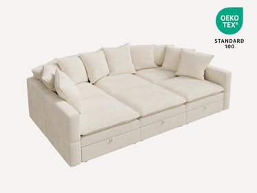 HONBAY 6-Piece Plush double-layer Cushion Corduroy Modular Sleeper Sectional Cloud Sofa
#Color_Corduroy Beige
