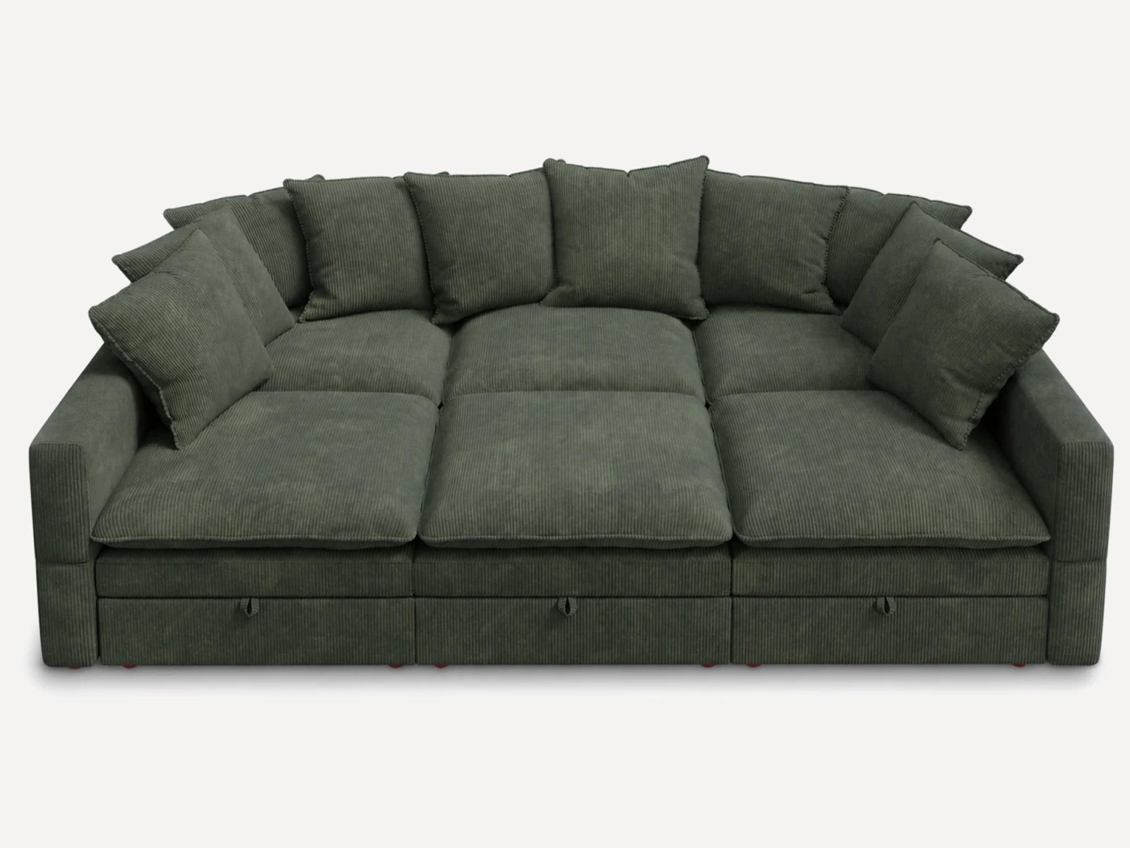 HONBAY 6-Piece Plush double-layer Cushion Corduroy Modular Sleeper Sectional Cloud Sofa
#Color_Corduroy Green