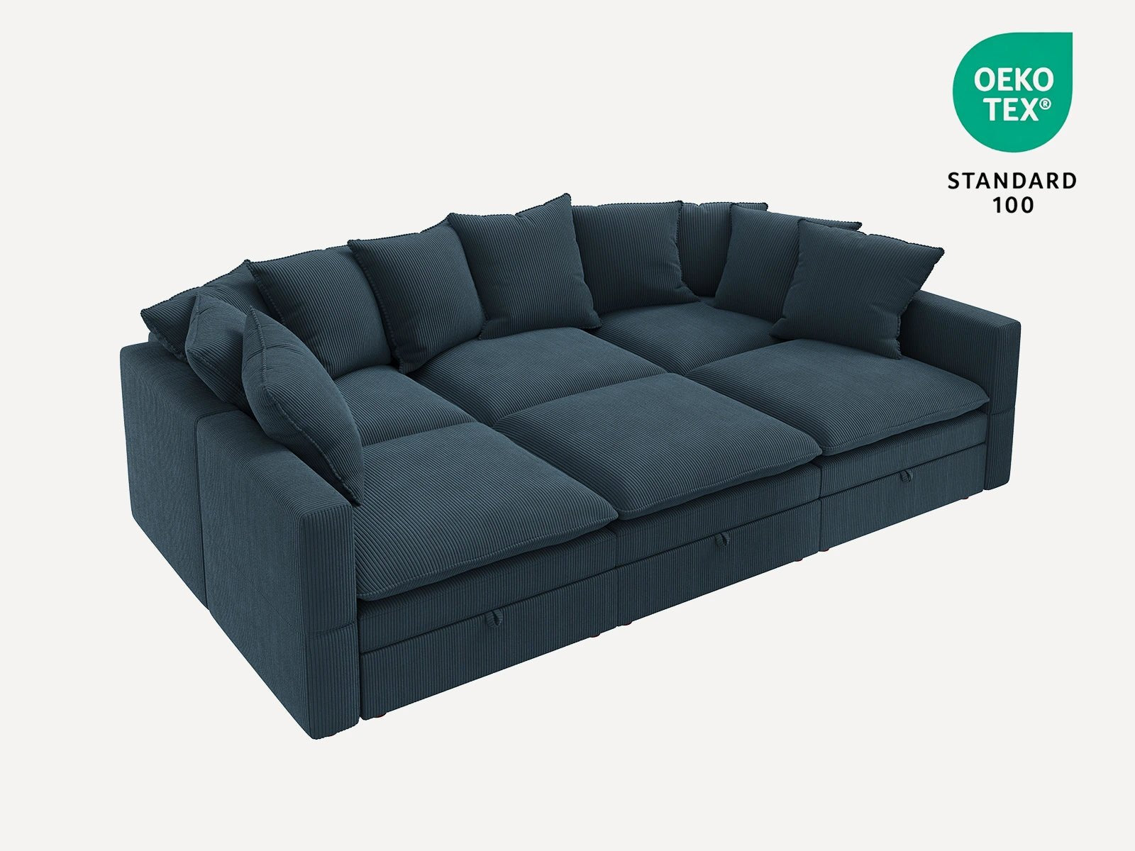 HONBAY 6-Piece Plush double-layer Cushion Corduroy Modular Sleeper Sectional Cloud Sofa
#Color_Corduroy Blue