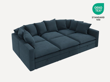 HONBAY 6-Piece Plush double-layer Cushion Corduroy Modular Sleeper Sectional Cloud Sofa
#Color_Corduroy Blue