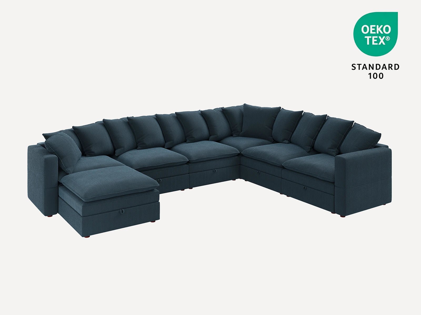 HONBAY 7-Piece Plush double-layer Cushion Corduroy Modular U-Shaped Sectional Cloud Sofa
#Color_Corduroy Blue
