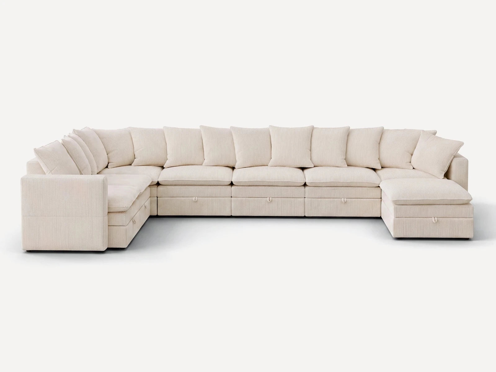 HONBAY 8-Piece Plush double-layer Cushion Corduroy Modular U-Shaped Sectional Cloud Sofa
#Color_Corduroy Beige