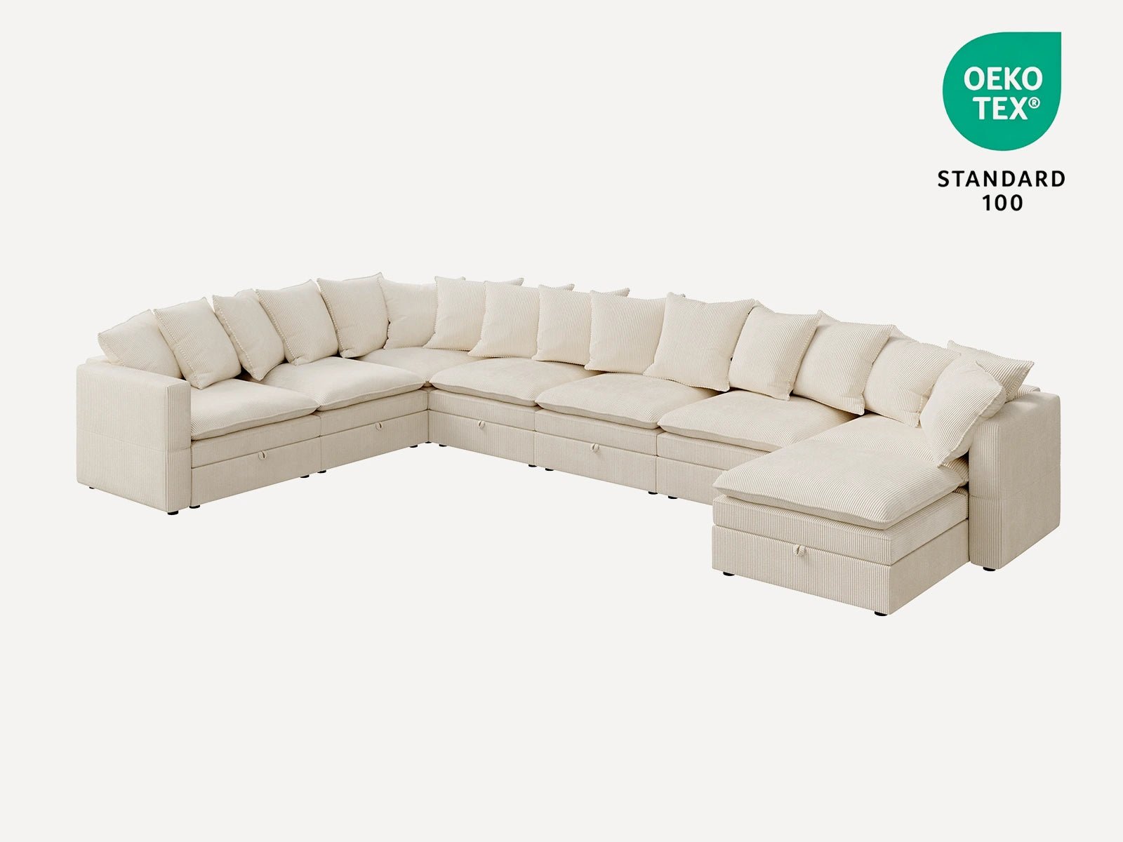 HONBAY 8-Piece Plush double-layer Cushion Corduroy Modular U-Shaped Sectional Cloud Sofa
#Color_Corduroy Beige