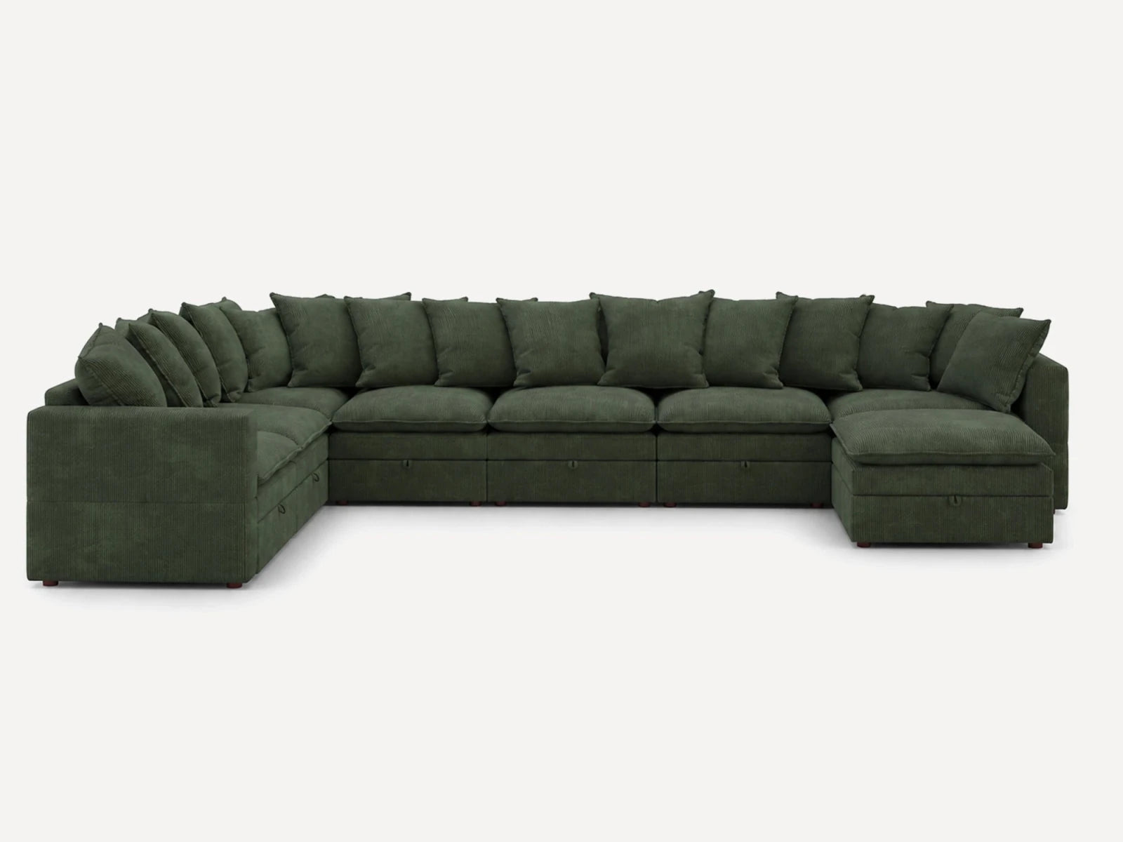 HONBAY 8-Piece Plush double-layer Cushion Corduroy Modular U-Shaped Sectional Cloud Sofa
#Color_Corduroy Green 