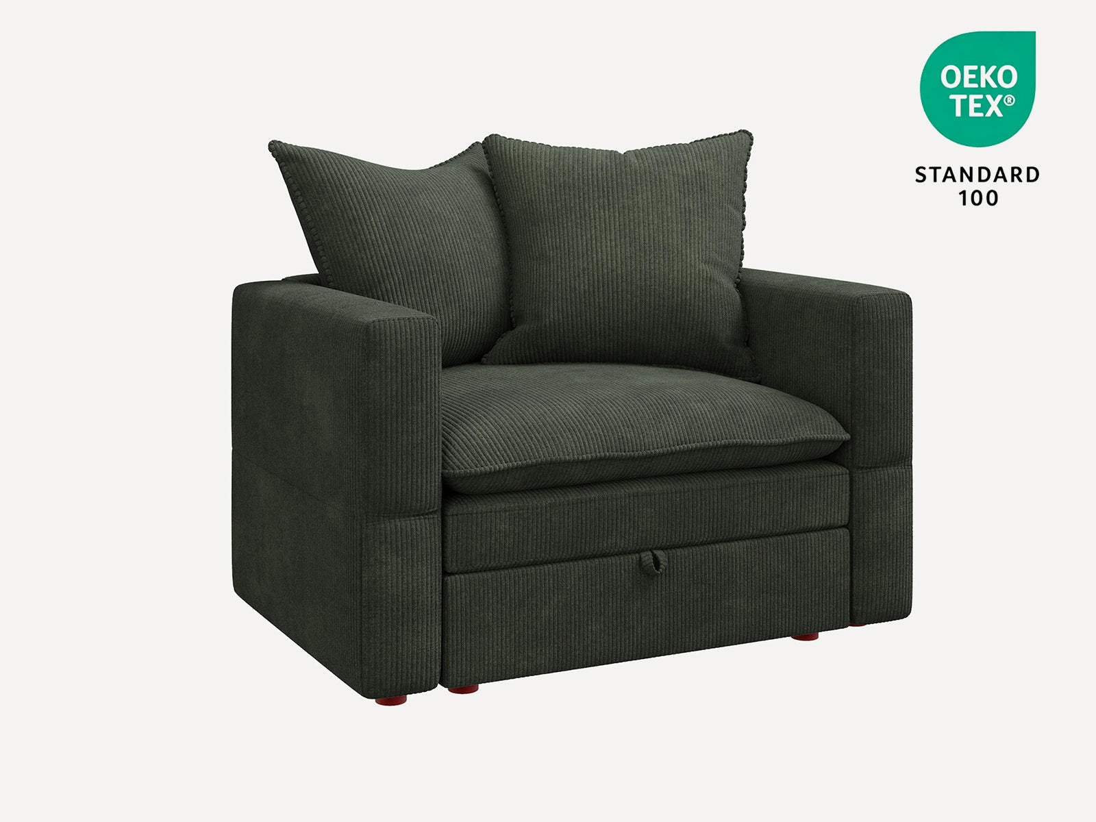 HONBAY Plush Double-Layer Cushion Corduroy Modular Armchair
#Color_Corduroy Green