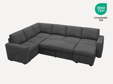 7-Piece Corduroy U-Shaped  Sleeper Sectional 
#Color_Corduroy Grey