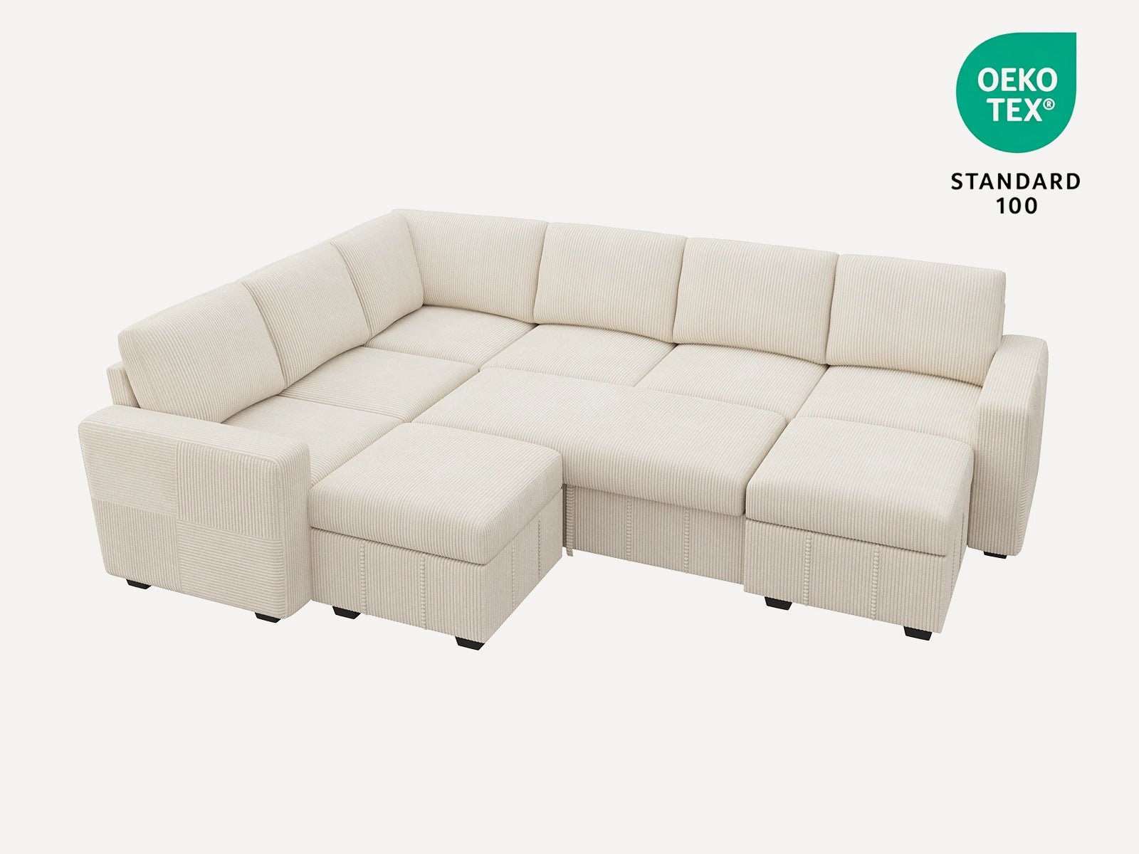 8-Piece Corduroy U-Shaped  Sleeper Sectional 
#Color_Corduroy Beige