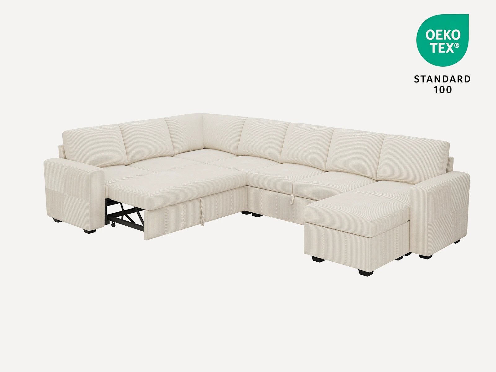 8-Piece Oversized U-Shaped Corduroy Pull-Out Sleeper
#Color_Corduroy Grey