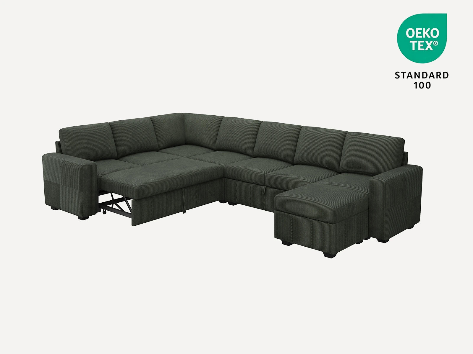 8-Piece Oversized U-Shaped Corduroy Pull-Out Sleeper
#Color_Corduroy Green